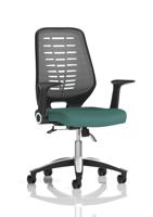 Relay Task Operator Chair Silver Back With Folding Arms Bespoke Colour Quest Kelp