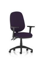 Luna II Lever Task Operator Chair With Height Adjustable Arms Bespoke Colour Back And Seat Tansy Purple