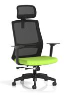 Ventra Mesh Back Task Operator Chair With Height Adjustable Arms With Headrest Bespoke Colour Seat Myrrh Green