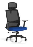 Ventra Mesh Back Task Operator Chair With Height Adjustable Arms With Headrest Bespoke Colour Seat Stevia Blue