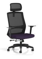 Ventra Mesh Back Task Operator Chair With Height Adjustable Arms With Headrest Bespoke Colour Seat Tansy Purple
