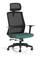Ventra Mesh Back Task Operator Chair With Height Adjustable Arms With Headrest Bespoke Colour Seat Quest Kelp