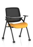 Capra Mesh Back Folding Training Chair With Writing Table Bespoke Colour Seat Senna Yellow