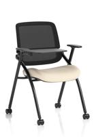 Capra Mesh Back Folding Training Chair With Writing Table Bespoke Colour Seat Quest Salt