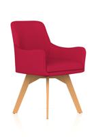 Carmen Wooden Leg Visitor Chair Bespoke Bergamot Cherry Fabric