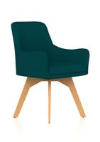 Carmen Wooden Leg Visitor Chair Bespoke Maringa Teal Fabric