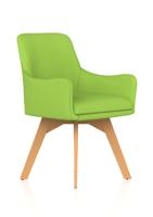Carmen Wooden Leg Visitor Chair Bespoke Myrrh Green Fabric