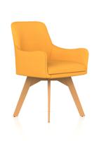 Carmen Wooden Leg Visitor Chair Bespoke Senna Yellow Fabric