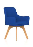 Carmen Wooden Leg Visitor Chair Bespoke Stevia Blue Fabric