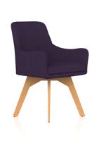 Carmen Wooden Leg Visitor Chair Bespoke Tansy Purple Fabric