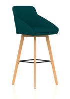 Carmen Wooden Leg High Stool Bespoke Maringa Teal Fabric
