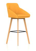 Carmen Wooden Leg High Stool Bespoke Senna Yellow Fabric