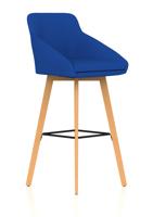 Carmen Wooden Leg High Stool Bespoke Stevia Blue Fabric