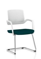 Cosmo Cantilever Chair White Frame Bespoke Colour Seat Maringa Teal