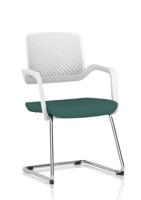 Cosmo Cantilever Chair White Frame Bespoke Colour Seat Quest Kelp