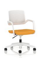 Cosmo Task Operator Chair White Frame Bespoke Colour Seat Senna Yellow