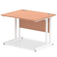 Impulse 1000 x 800mm Straight Desk Beech Top White Cantilever Leg MI001673