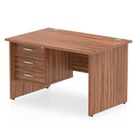 Dynamic Impulse W1200 x D800 x H730mm Straight Office Desk Panel End Leg With 1 x 3 Drawer Fixed Pedestal Walnut Finish - MI001973