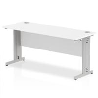 Impulse 1600 x 600mm Straight Desk White Top Silver Cable Managed Leg MI002278