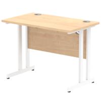 Impulse 1000 x 600mm Straight Desk Maple Top White Cantilever Leg MI002426