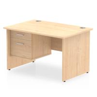 Dynamic Impulse W1200 x D800 x H730mm Straight Office Desk Panel End Leg With 1 x 2 Drawer Fixed Pedestal Maple Finish - MI002476