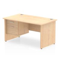 Dynamic Impulse W1400 x D800 x H730mm Straight Office Desk Panel End Leg With 1 x 2 Drawer Fixed Pedestal Maple Finish - MI002477