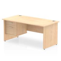 Dynamic Impulse W1600 x D800 x H730mm Straight Office Desk Panel End Leg With 1 x 2 Drawer Fixed Pedestal Maple Finish - MI002478
