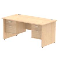 Dynamic Impulse W1600 x D800 x H730mm Straight Office Desk Panel End Leg With 2 x 2 Drawer Double Fixed Pedestal Maple Finish - MI002486