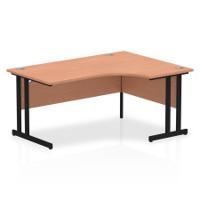 Impulse 1600mm Right Crescent Office Desk Beech Top Black Cantilever Leg
