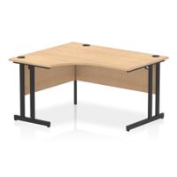 Dynamic Impulse W1400 x D1200/800 x H730mm Left Hand Crescent Desk With Cable Management Ports Cantilever Leg Maple Finish Black Frame - MI003227