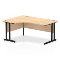 Dynamic Impulse W1600 x D1200/800 x H730mm Left Hand Crescent Desk With Cable Management Ports Cantilever Leg Maple Finish Black Frame - MI003233