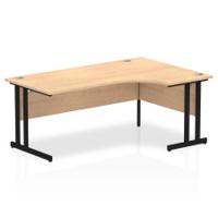 Dynamic Impulse W1800 x D800/1200 x H730mm Right Hand Crescent Desk With Cable Management Ports Cantilever Leg Maple Finish Black Frame - MI003249