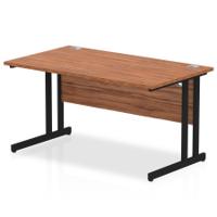 Impulse 1400 x 800mm Straight Office Desk Walnut Top Black Cantilever Leg