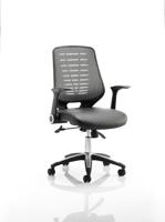 Relay Chair Leather Seat Silver Back With Arms OP000118