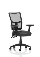 Eclipse Plus II Lever Task Operator Chair Mesh Back With Height Adjustable And Folding Arms Black Bonded Leather