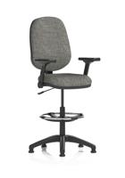 Eclipse Plus I Lever Task Operator Chair With High Rise Draughtsman Kit With Height Adjustable And Folding Arms Charcoal