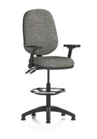 Eclipse Plus II Lever Task Operator Chair With High Rise Draughtsman Kit With Height Adjustable And Folding Arms Charcoal