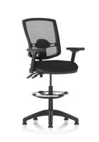 Eclipse Plus II Lever Task Operator Chair Deluxe Mesh Back With High Rise Draughtsman Kit With Height Adjustable And Folding Arms Black