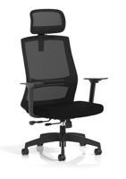 Ventra Mesh Back Task Operator Chair With Height Adjustable Arms With Headrest Black Fabric Seat