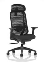 Prism Mesh Back Chair With Height Adjustable Arms with Headrest Black Seat