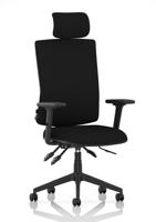 Orlena High Back Task Operator Chair With Arms And Headrest Black Fabric