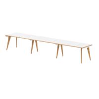 Oslo 1400mm Single Row 3 Person Desk White Top Natural Wood Edge White Frame OSL0121