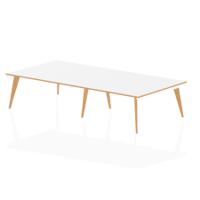 Oslo 3200mm Rectangular Boardroom Table White Top Natural Wood Edge White Frame OSL0128