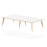 Oslo 3200mm Rectangular Boardroom Table White Top Natural Wood Edge White Frame OSL0128
