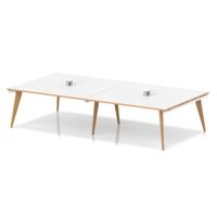 Oslo Volta Rectangular Boardroom Table With Pop-up Power Module White Top Natural Wood Edge White Frame