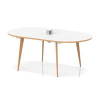 Oslo Volta Oval Boardroom Table With Pop-up Power Module With Wooden Splayed Leg