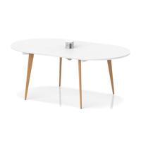 Oslo Volta 1800mm Oval Boardroom Table With Pop-up Power Module White Top With Wooden Splayed Leg