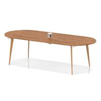 Oslo Volta 2400mm Oval Boardroom Table With Pop-up Power Module Walnut Top With Wooden Splayed Leg