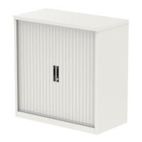 Qube 1000mm Side Tambour Cupboard White With Shelf