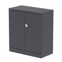 Qube 1000mm 2-Door Stationery Cupboard Graphite Grey With Shelf